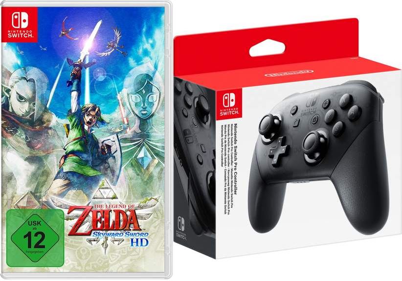 Bild zu The Legend of Zelda: Skyward Sword HD + Nintendo Switch Pro Controller Bundle für 79,99€ (VG: 107,74€)