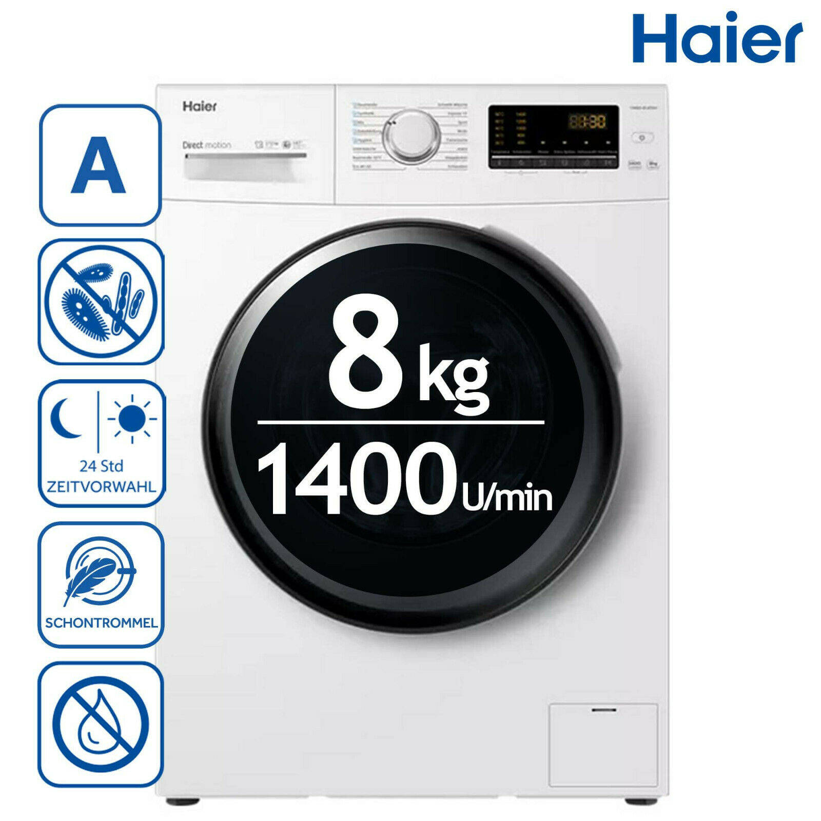 Bild zu 8 kg Waschmaschine Waschmaschine Haier HW80-BP1439N für 299,90€ (Vergleich: 369€)