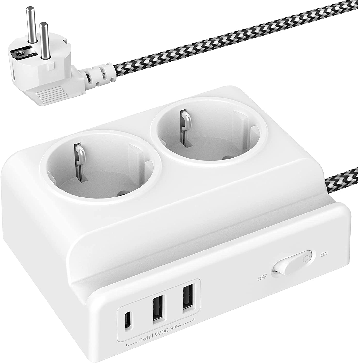 Bild zu 2-Fach Kemelo Steckdosenleiste mit USB-C Anschluss (2.500 Watt/10A) für 10,19€