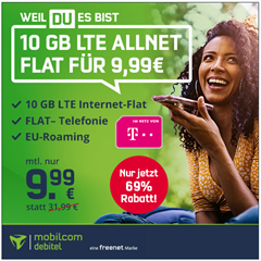 Bild zu [endet heute] Telekom Green mit 10GB LTE Datenflat und Sprachflat für 9,99€ im Monat