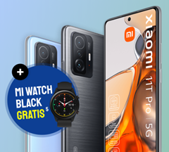 Bild zu Xiaomi 11T Pro 5G (256GB) + Xiaomi Mi Watch für 4,95€ mit 20GB LTE Datenflat, Sprachflat und SMS-Flat im o2 Netz für 29,99€/Monat + 100€ RNM Bonus