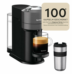 Bild zu Delonghi ENV120.GY VertuoNext Basic Nespressoautomat + Travel Mug 400ml für 41,93€ (Vergleich: 84,90€)