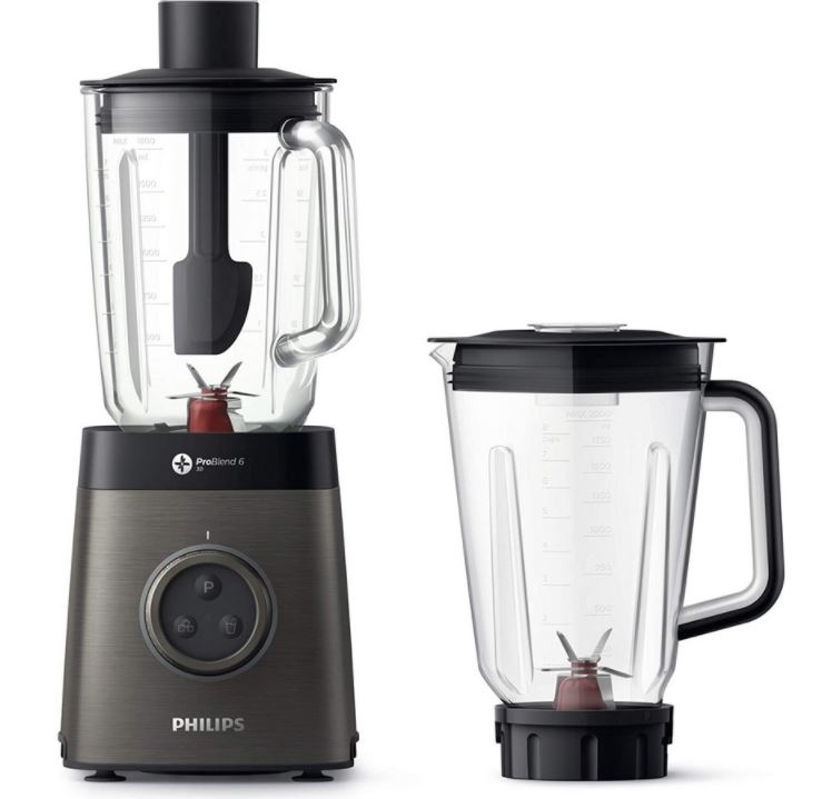 Bild zu Philips Standmixer HR3657/90 (1400 W, 35.000 U/Min., 2,0L Mixbehälter (Glas), Ice-Crush Funktion, zusätzlicher Mixbehälter) für 105,90€ (VG: 141,88€)