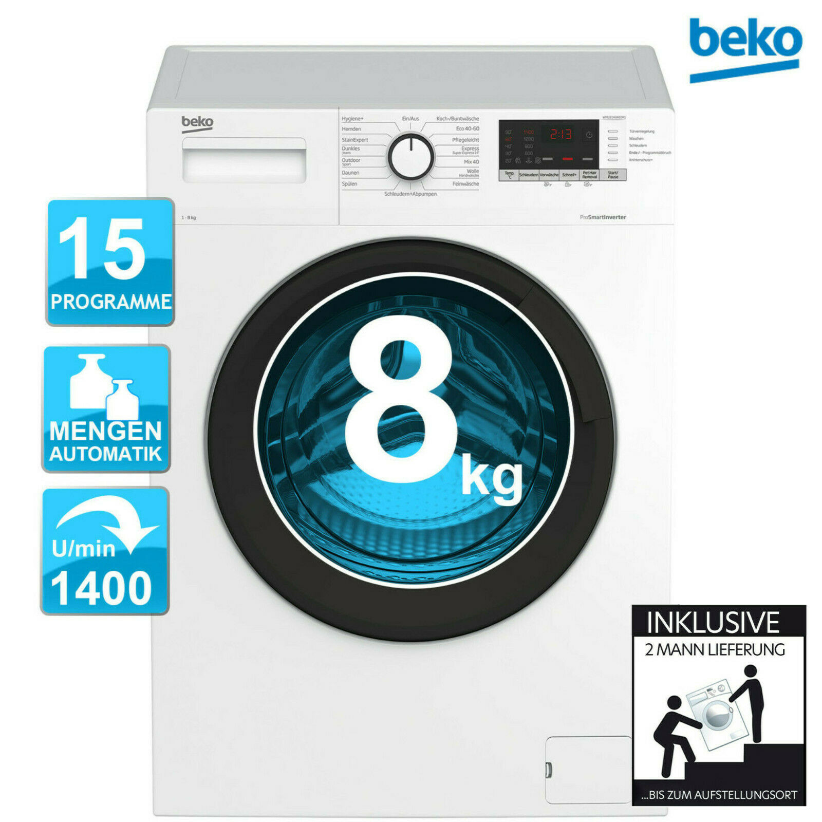 Bild zu 8 kg Waschmaschine BEKO WML81434EDR1 für 269,91€ (Vergleich: 324,99€)