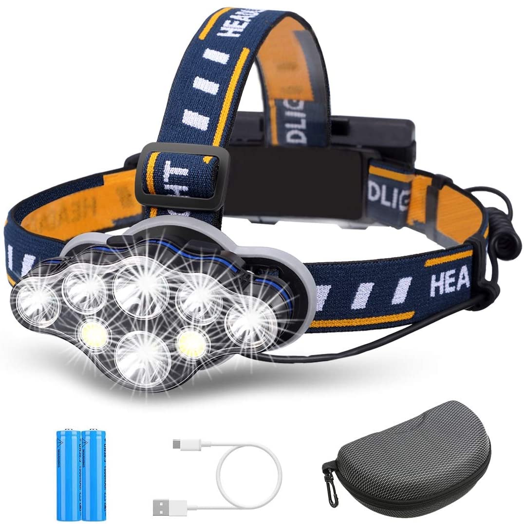 Bild zu OUTMONLY Stirnlampe mit 8 LEDs und mit Warnleuchte für 9,49€