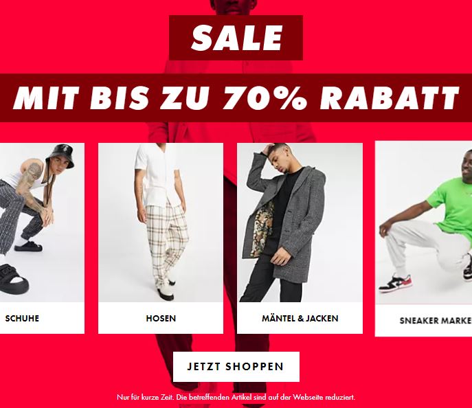 Bild zu ASOS: 70% Rabatt im Sale + 15% (für Alle) oder 20% (nur in der ASOS App) Extra-Rabatt