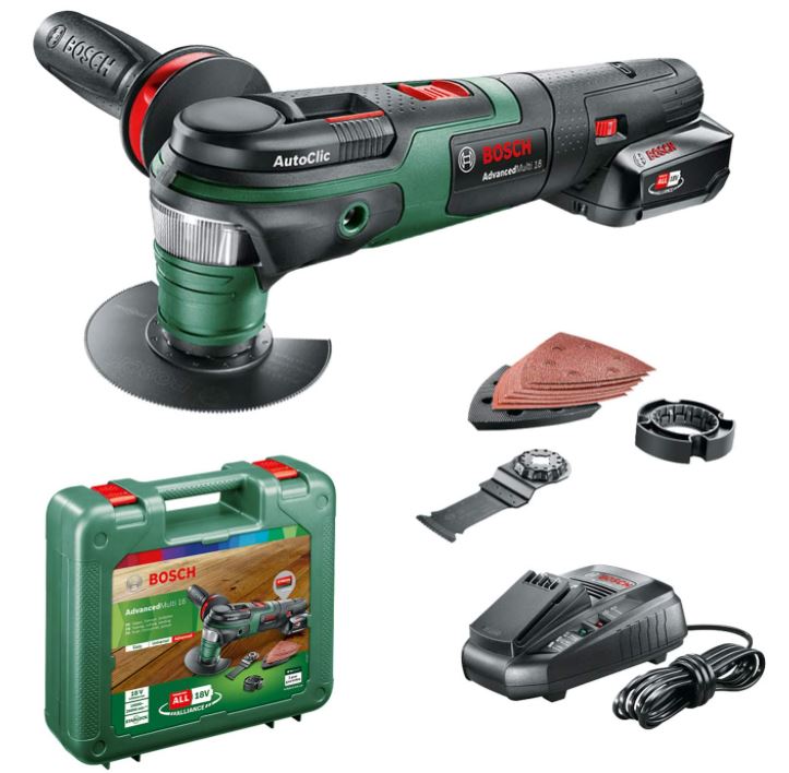 Bild zu Bosch Akku Multifunktionswerkzeug AdvancedMulti 18 (1 Akku, 18 Volt System, im Koffer) für 118,87€ (VG: 142,19€)