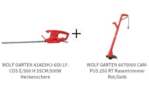 Bild zu WOLF GARTEN 41AE5HJ-650 LYCOS Heckenschere (55CM/500W) + gratis Wolf Garten Rasentrimmer für 54,99€ (VG: 100,94€)