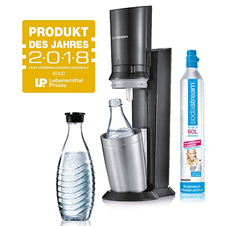 Bild zu SodaStream Crystal 2.0 Wassersprudler mit CO2-Zylinder und 2x Glaskaraffen, titan für 69,99€ (VG: 84,90€)