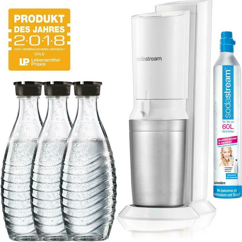 Bild zu SodaStream Wassersprudler Crystal 2.0 mit Co2 Zylinder und 3 Glasflaschen für 74,80€ (Vergleich: 99€)