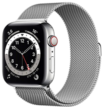 Bild zu Apple Watch Series 6 (GPS + Cellular, 44 mm) Edelstahlgehäuse Silber, Milanaise Armband Silber für 532,51€ (VG: 729€)