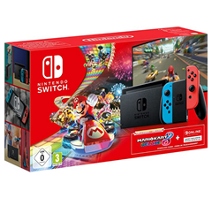 Bild zu Nintendo Switch neon-rot/neon-blau (neue Edition) + Mario Kart 8: Deluxe & 3 Monate Nintendo Switch Online für 293,16€ (VG: 345,80€)