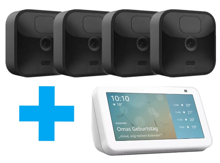 Bild zu BLINK Outdoor 4 Camera System + Amazon Echo Show 5 für 144,99€ (277,83€)