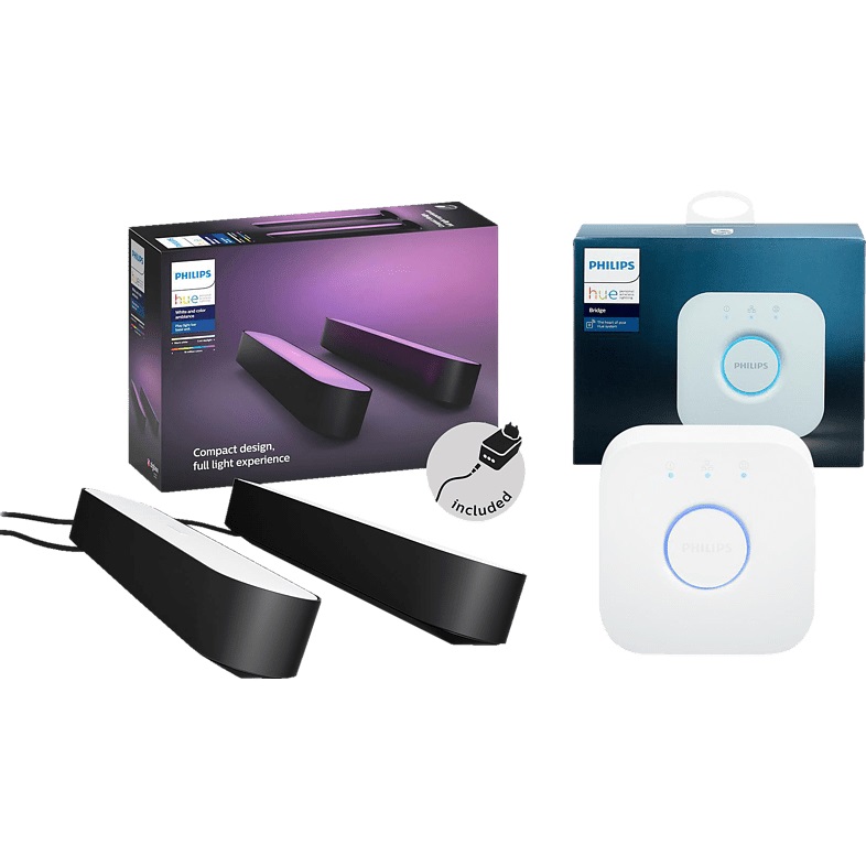 Bild zu Philips Hue White and Color Ambiance Play Lightbar im Doppelpack mit der Hue Bridge für 99€ (Vergleich: 147,50€)