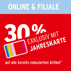 Bild zu Ernsting´s Family: 30% Extra Rabatt auf bereits reduzierte Artikel (nur für Jahreskarten-Inhaber)