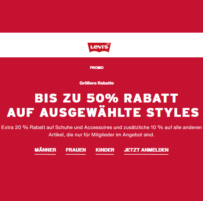 Bild zu Levis: Bis zu 50% Rabatt auf ausgewählte Styles und bis zu 20% Extra-Rabatt