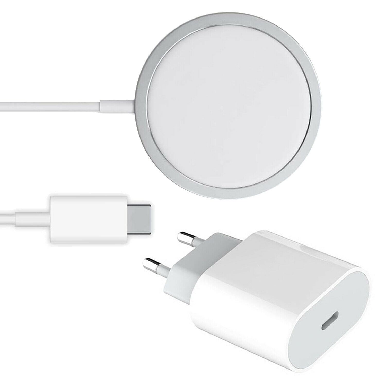 Bild zu 20W USB-C Power Adapter PD Ladegerät + 15W Magsafe Charger [iPhone] für 16,90€ (Vergleich: 19,90€)