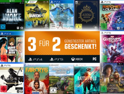 Bild zu Saturn: 3 für 2 Games Aktion (PS5, PS4, XBox, PC)