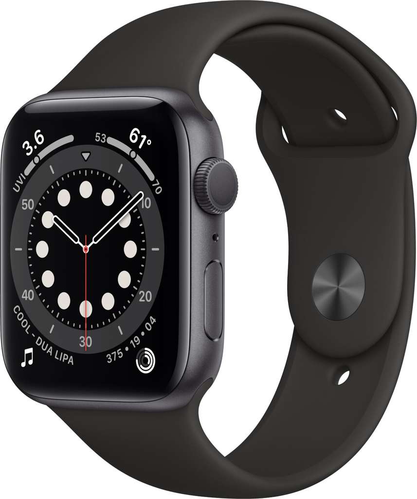 Bild zu 44 mm Apple Watch Series 6 (GPS) und vier Monate Apple Music für 359€ (Vergleich: 411€)