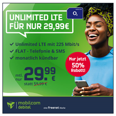 Bild zu [endet um 20 Uhr] Allnet Flat, SMS Flat und unbegrenzte LTE Datenflat (bis 225 Mbit) im o2 Netz für 29,99€/Monat