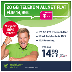 Bild zu [endet morgen] 20GB LTE Datenflat mit SMS und Sprachflat im Telekom Netz für 14,99€ im Monat