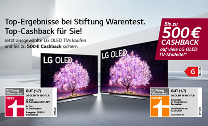 Bild zu LG: bis zu 500€ Cashback auf viele LG OLED TV Modelle