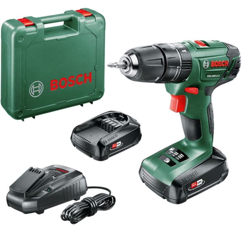 Bild zu Bosch PSB 1800 LI-2 Akku-Bohrschrauber 18V + 2 Akkus + Koffer für 82,99€ (VG: 98,47€)