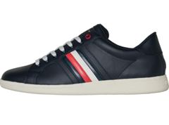 Bild zu Tommy Hilfiger Sneaker Leder Blau Corporate Stripes für 40€ (Vergleich: 61€)