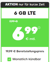 Bild zu 6 GB LTE Datenflat + Allnet Flat + VoLTE im o2 Netz für 6,99€/Monat – monatlich kündbar