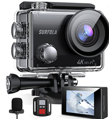 Bild zu Surfola Action Cam 4K (20MP, WiFi, Fernbedienung, 2x1050mAh Akkus) für 39,99€