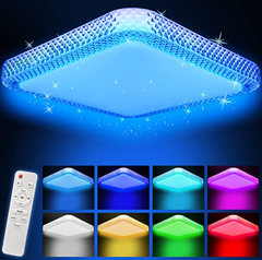 Bild zu LED Deckenlampe dimmbar mit Fernbedienung, Ø30 cm 30W RGB Farbwechsel, 3000K-6000K, Energieklasse F für 16,99 €