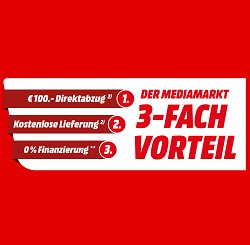 Bild zu MediaMarkt: 3-fach Vorteil mit 100€ Direktabzug, kostenlosem Versand und 0% Finanzierung