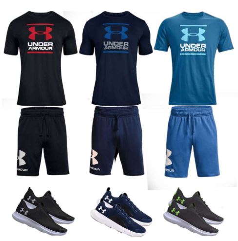 Bild zu Under Armour Freizeit & Trainings Outfit (Shirt, Short & Schuhe) in diversen Farben und Größen für je 69,99€ (VG: 77,81€)