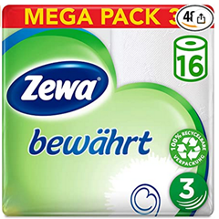 Bild zu 48 Rollen: Zewa Toilettenpapier trocken bewährt, weiß, 3-lagig, 3er Pack (3 x 16 Stück) für 11,22€