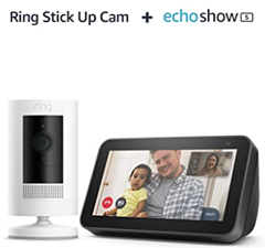 Bild zu [Top] Ring Stick Up Cam Battery oder Plugin + Echo Show 5 (2. Generation, 2021) für 89,99€ (VG: 132,97€)