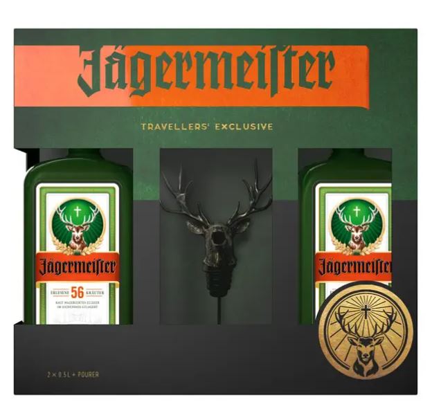 Bild zu 2x 0,5L Jägermeister 35% + 1x Hirsch-Ausgießer für 22,85€ (VG: 37€) oder Doppelpack (2l + 2 x Ausgießer) für 35,80€