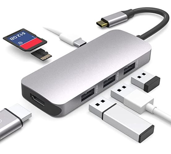 Bild zu 7-in-1 Multiport USB-C Hub (4K HDMI Port, 100W Power Delivery, 3 USB 3.0 Ports) für 20,99€