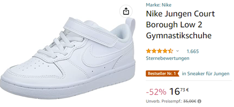 Bild zu Nike Jungen Court Borough Low 2 Gymnastikschuhe für 16,73€