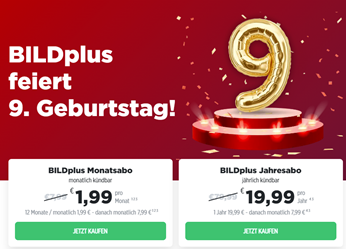 Bild zu BildPlus Monatsabo für 1,99€ anstatt 7,99€ im Monat oder alternativ 12 Monate für 19,99€/Monat