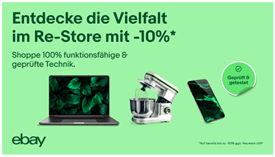 Bild zu eBay: 10% Rabatt auf Re-Store und generalüberholte Produkte