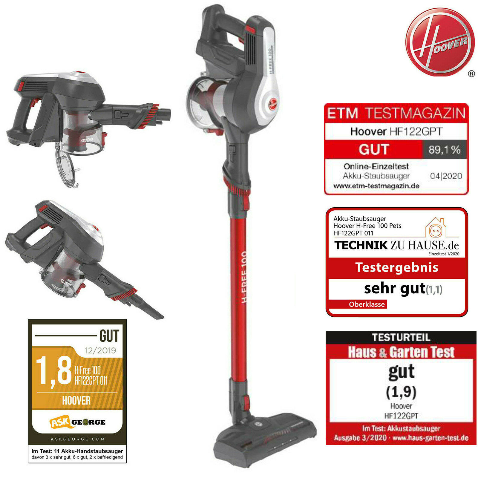 Bild zu Hoover HF122GPT Akkustaubsauger für 99,90€ (VG: 129,90€)