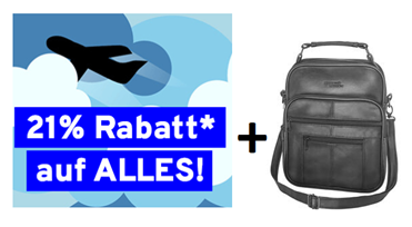 Bild zu Vorteilshop:  21% Rabatt ab 40€ inkl. gratis Ledertasche (& gratis Versand & Rückversand)