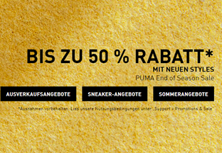 Bild zu Puma: Sale bis zu 50% Rabatt + 20% Extra-Rabatt + kostenloser Versand