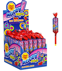 Bild zu Chupa Chups Melody Pops, 48er Thekendisplay, fruchtige Erbeer-Lollis in Flötenform zum Musik spielen für 13,29€