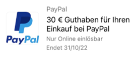 Bild zu [personalisiert – nur noch heute] American Express: 30€ Rabatt (ab 150€) bei Zahlung per Paypal