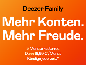 Bild zu 3 Monate kostenlos Deezer Family testen (für Neukunden)