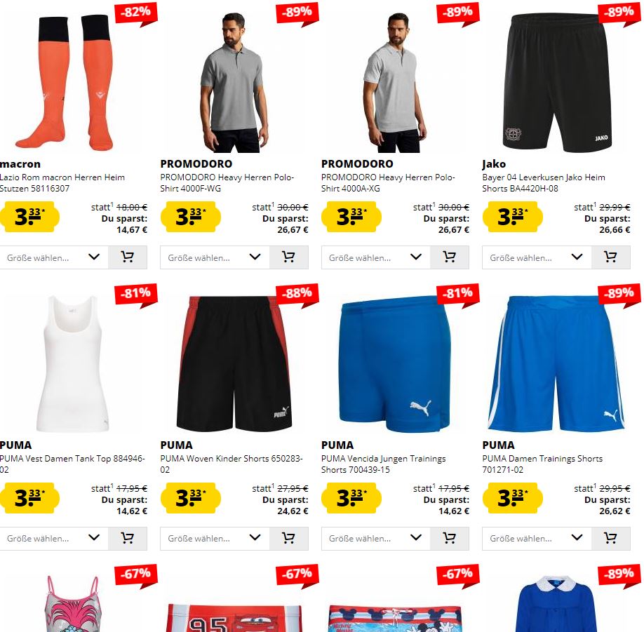 Bild zu SportSpar: Fix-Preis Mega Sale mit alles für 3,33€