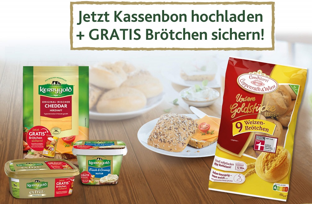 Bild zu Kerrygold Aktionsprodukt und einen Beutel „Unsere Goldstücke“ aus der Conditorei Coppenrath & Wiese kaufen und den Kaufpreis für die Brötchen erstattet bekommen