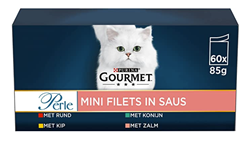 Bild zu 60er x PURINA GOURMET Perle Erlesene Streifen Katzenfutter nass, Sorten-Mix (60 x 85g) für 18,23€