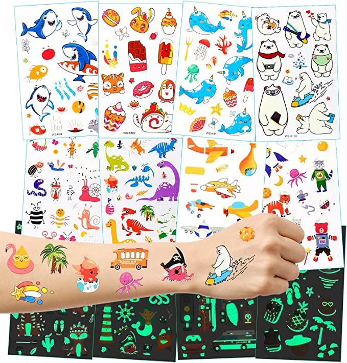 Bild zu 16er Pack Lebexy fluoreszierende Kindertattoos für 3,99€